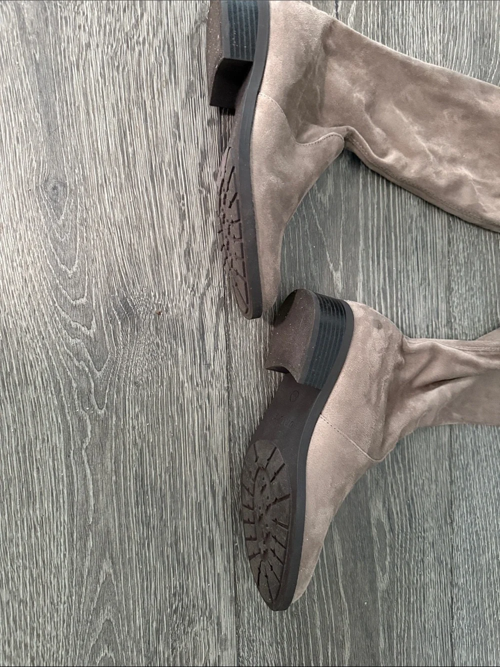Unisa Taupe Over-the-Knee Suede Boots with Back Tie